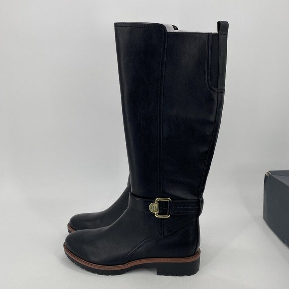 Tommy Hilfiger Women's Riding Boots Black Faux Leather Size 8 M NEW in B…